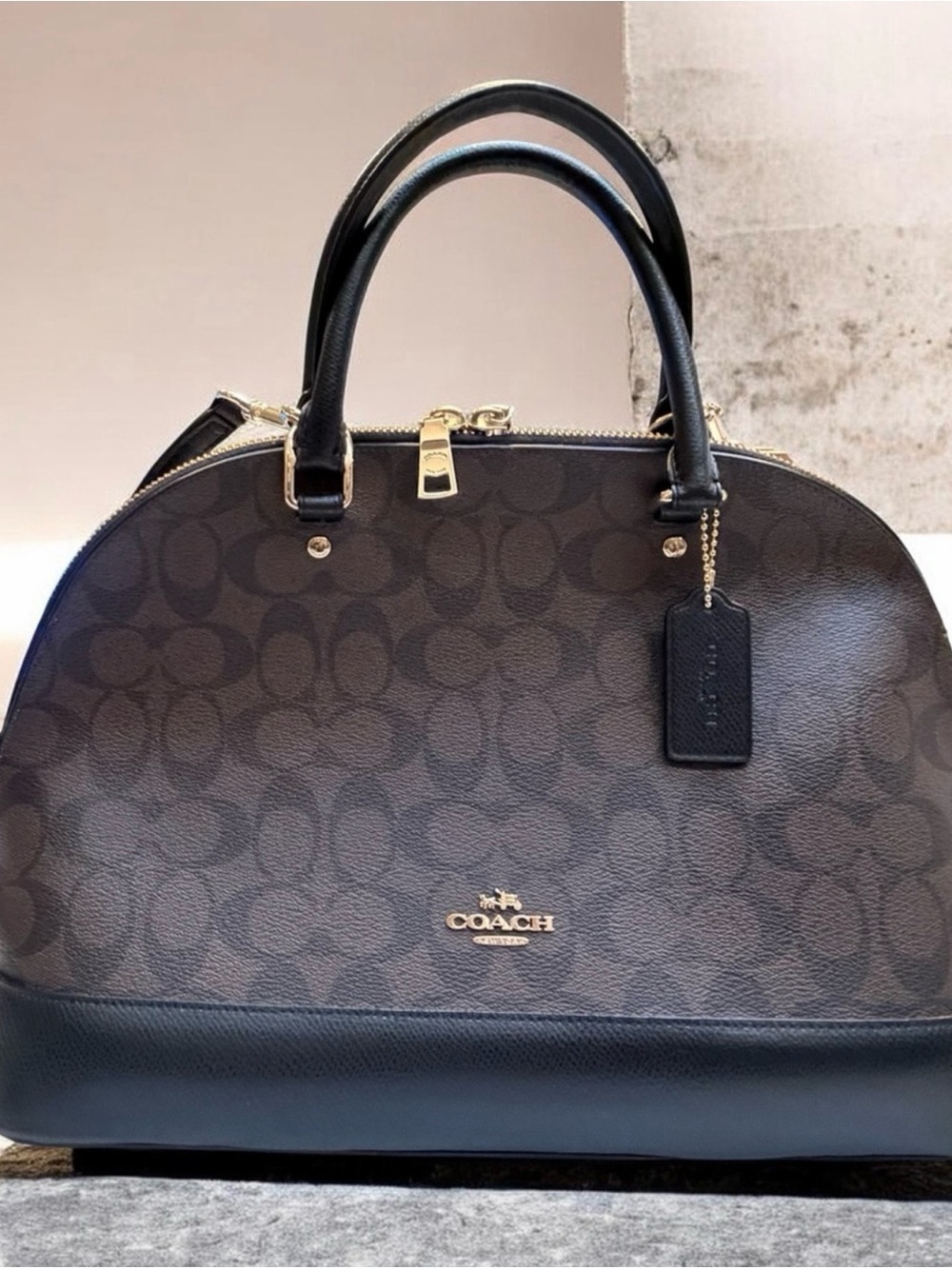 Coach Sierra Brown/Black Signature Dome Satchel w/Crossbody